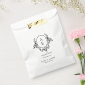 白黒エレガントフローラモノグラム結婚ズ フェイバーバッグ (封をした状態)