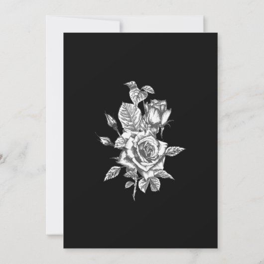 白黒エレガントフローラリハーサルディナー 招待状 (裏面)