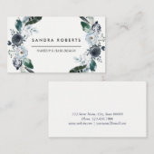 白黒エレガントフローラリースヘア美しい 名刺 (正面/裏面)