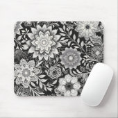 白黒エレガントフローラレースパターン マウスパッド (マウス)