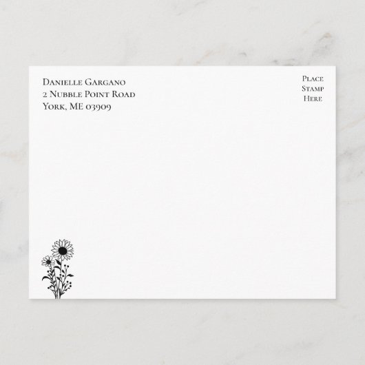 白黒エレガントフローラ婚約パーティ ポストカード (裏面)