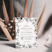 白黒エレガントフローラ庭園の結婚式 招待状