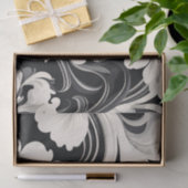 白黒エレガントフローラ渦巻き 薄葉紙 (ギフト)