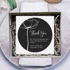 白黒エレガントフローラ結婚ありがとう ラウンドシール