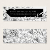 白黒エレガントフローラ結婚の挿入カード (正面&裏面)