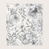 白黒エレガントフローラ結婚テーブルカード (内部フラット)