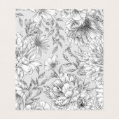 白黒エレガントフローラ結婚テーブルカード (内部フラット)