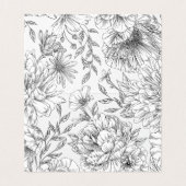 白黒エレガントフローラ結婚テーブルカード (内部フラット)