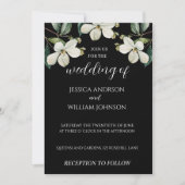 白黒エレガントフローラ結婚式招待状 招待状 (正面)