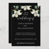 白黒エレガントフローラ結婚式招待状 招待状 (正面/裏面)