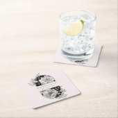 白黒エレガントフローラ結婚 スクエアペーパーコースター (インサイチュ)