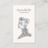 白黒エレガントフローラ美しい女性 名刺 (正面)