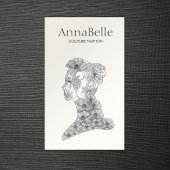 白黒エレガントフローラ美しい女性 名刺