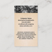 白黒エレガントフローラ背景 名刺 (裏面)