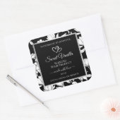 白黒エレガントフローラ製品ラベル スクエアシール (封筒)