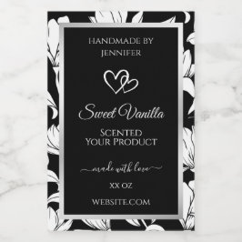 白黒エレガントフローラ製品ラベル フードラベル