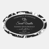 白黒エレガントフローラ製品ラベル 楕円形シール (正面)