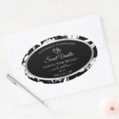 白黒エレガントフローラ製品ラベル 楕円形シール (封筒)