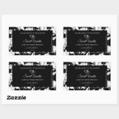 白黒エレガントフローラ製品ラベル 長方形シール (シート)