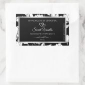 白黒エレガントフローラ製品ラベル 長方形シール (バッグ)