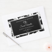 白黒エレガントフローラ製品ラベル 長方形シール (封筒)