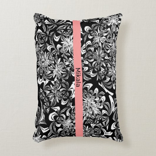 白黒エレガントフローラ アクセントクッション (正面(垂直))