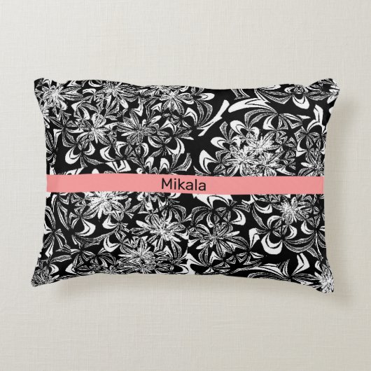 白黒エレガントフローラ アクセントクッション (裏面)