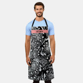 白黒エレガントフローラ エプロン (着用した状態)