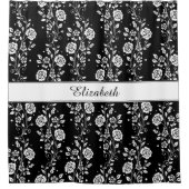 白黒エレガントフローラ シャワーカーテン (正面)