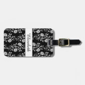 白黒エレガントフローラ ラゲッジタグ (正面横)
