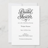 白黒エレガントブライダルシャワースクリプト 招待状 (正面)