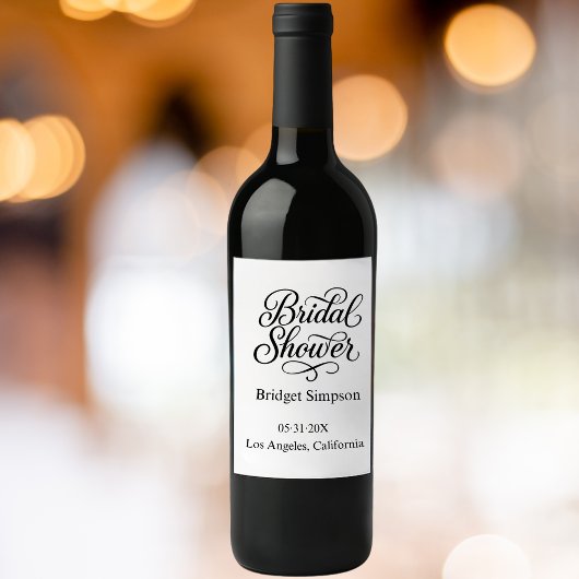 白黒エレガントブライダルシャワーチャーム ワインラベル