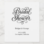 白黒エレガントブライダルシャワーチャーム ワインラベル (シングルラベル)