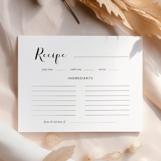 白黒エレガントブライダルシャワーレシピカード