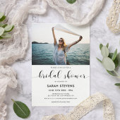 白黒エレガントブライダルシャワー写真 招待状