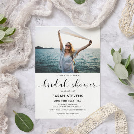 白黒エレガントブライダルシャワー写真 招待状