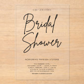 白黒エレガントブライダルシャワー アクリル招待状 (正面)