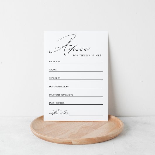 白黒エレガントブライダルシャワー アドバイスカード