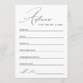 白黒エレガントブライダルシャワー アドバイスカード (正面)