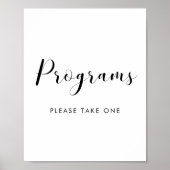 白黒エレガントプログラ結婚ムの標識 ポスター (正面)