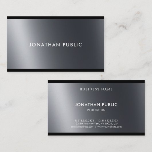 白黒エレガントプロフェッショナルトッププレーンモダン 名刺 (正面/裏面)