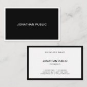 白黒エレガントプロフェッショナル平モダン野 名刺 (正面/裏面)