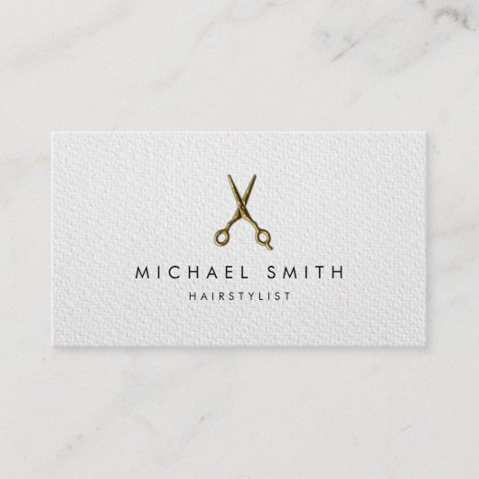 白黒エレガントヘアスタイリストシザーミニマリスト 名刺 (正面)