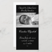 白黒エレガントベビー誕生発表 案内状 (正面/裏面)