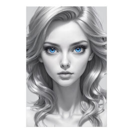 白黒エレガントポートレートアート フォトプリント           