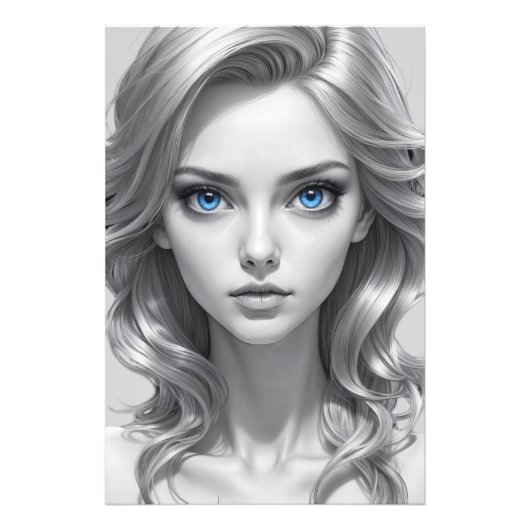 白黒エレガントポートレートアート フォトプリント (正面)