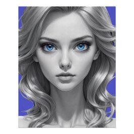 白黒エレガントポートレートアート ポスター