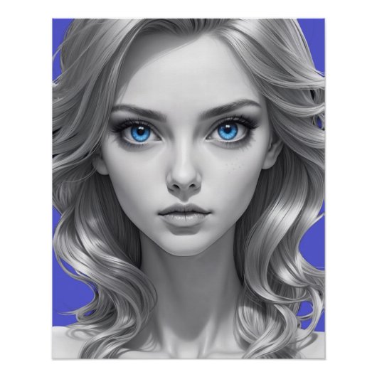 白黒エレガントポートレートアート ポスター (正面)