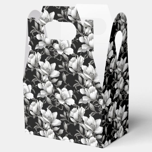 白黒エレガントマグノリア花タイル フェイバーボックス (オープン)
