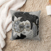 白黒エレガントマルディグラスカーニバルマスク クッション (ブランケット)